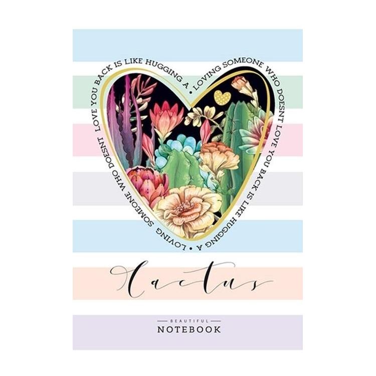 Notatnik ozdobny 64 strony kratka Serce kaktus