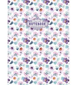 Notatnik ozdobny 64 strony kratka Kwiaty fiolet