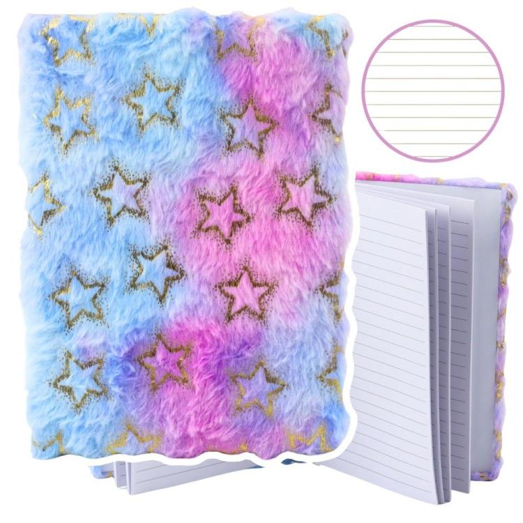 Notatnik pluszowy A5/80K linia Złote gwiazdki