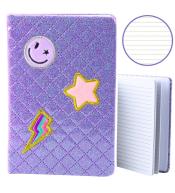 Notatnik B6/80K linia brokat naszywki fiolet