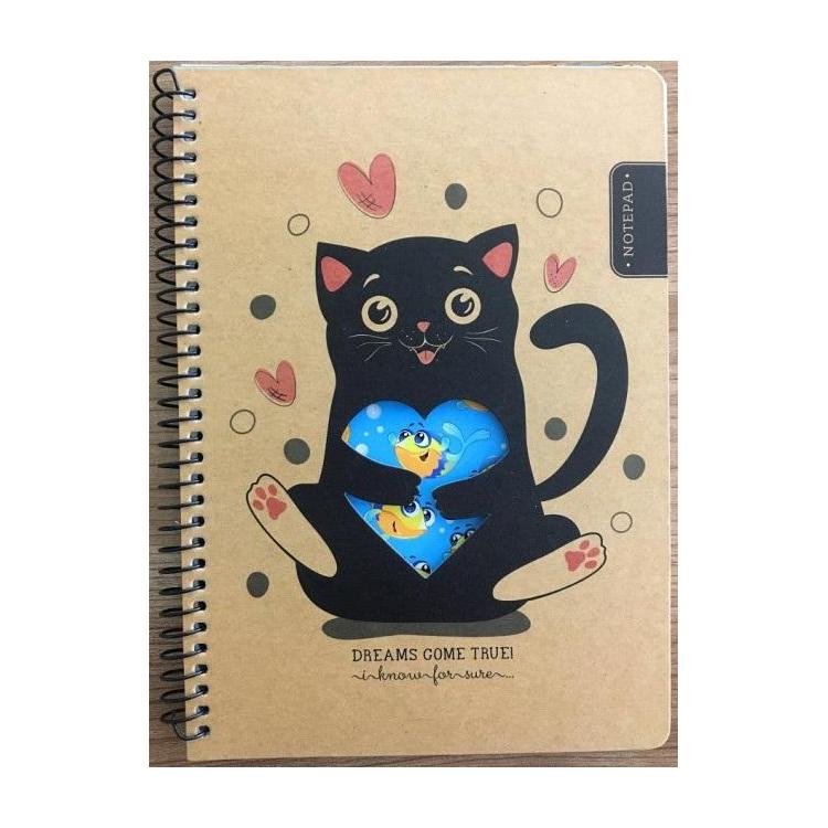 Kołonotatnik A5/80K kratka kraft Kot i rybki