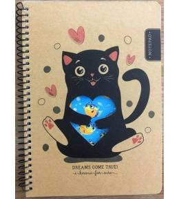 Kołonotatnik A5/80K kratka kraft Kot i rybki