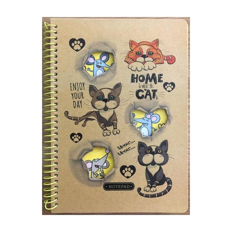 Kołonotatnik A5/80K kratka kraft Koty i myszy