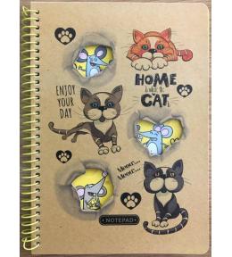 Kołonotatnik A5/80K kratka kraft Koty i myszy