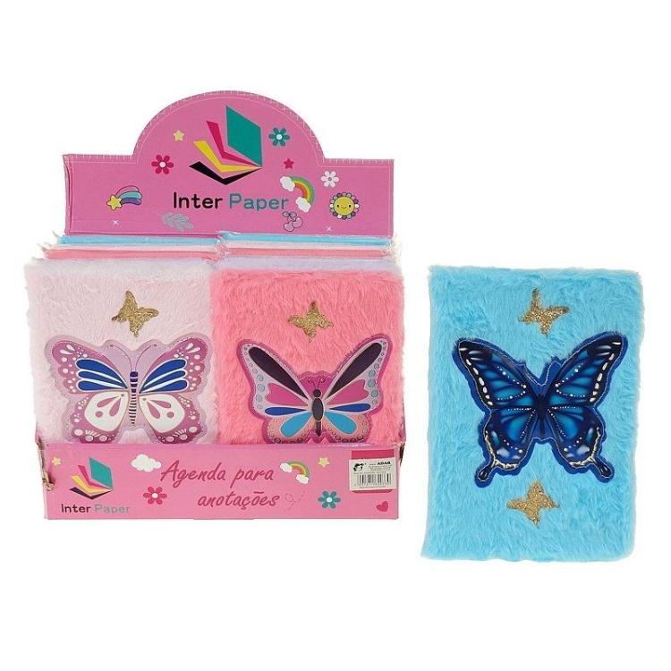 Notes A5 w okładce pluszowej Motyle MIX