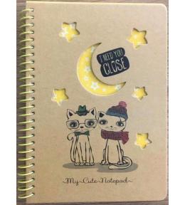 Kołonotatnik B6/80K kratka kraft Koty nocą