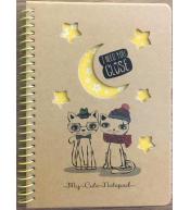 Kołonotatnik B6/80K kratka kraft Koty nocą