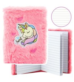 Notatnik pluszowy A6/80K linia Jednorożec różowy