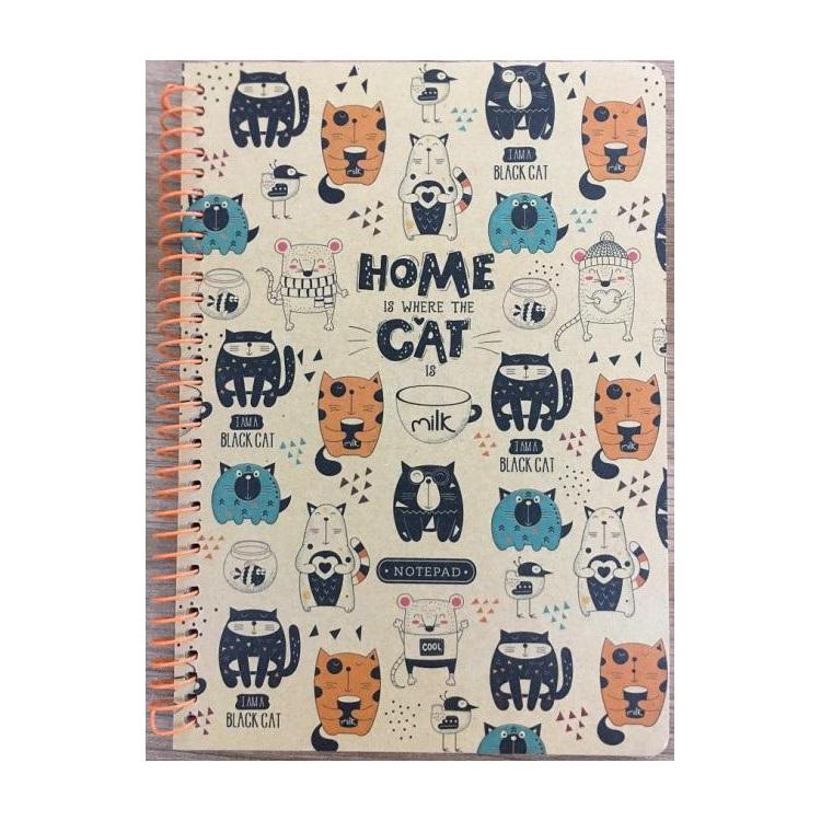 Kołonotatnik A5/80K kratka kraft Zabawne kotki