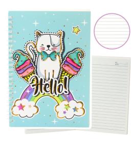 Notatnik A5/60K linia Kot Jednorożec turkusowy