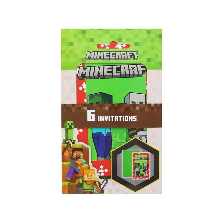 Zaproszenia z kopertami Minecraft 6szt