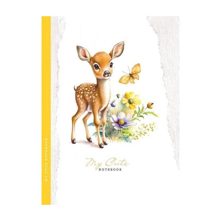 Notatnik ozdobny 143x200/48K kratka TW Sarna żółta