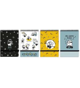 Kołonotes A6/96K kratka zamykany na gumkę Minionki