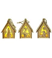 Ozdoba świąteczna drewniana ze światłem MIX