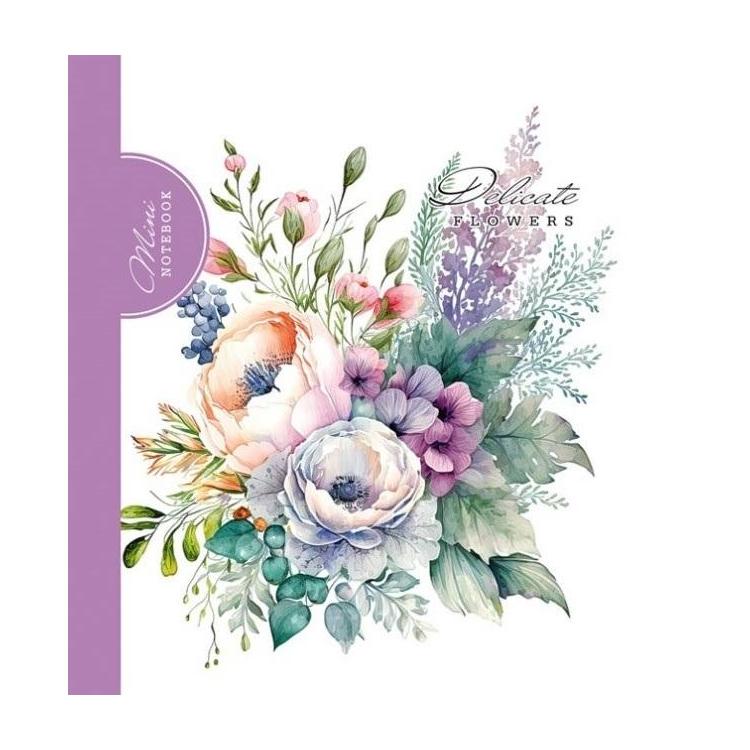 Notatnik ozdobny 100x100/48K kratka Bukiet fiolet