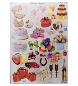 Arkusz do techniki 3D sztancowany urodziny