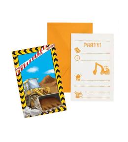 Zaproszenia z kopertami Construction 6szt