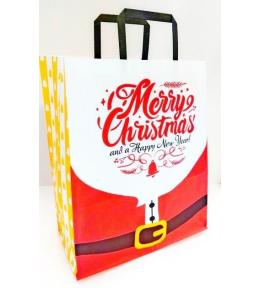 Torebka biała KRAFT 320x380x150 Święta Mikołaj