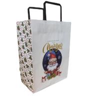 Torebka biała KRAFT 250x345x150 Święta Mikołaj