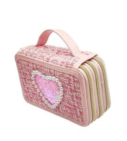 Girabrilla piórnik tweedowy 3 poziomy jasny róż