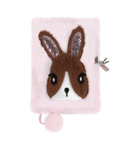 Pamiętnik pluszowy z kłódką różowy Królik DERFORM