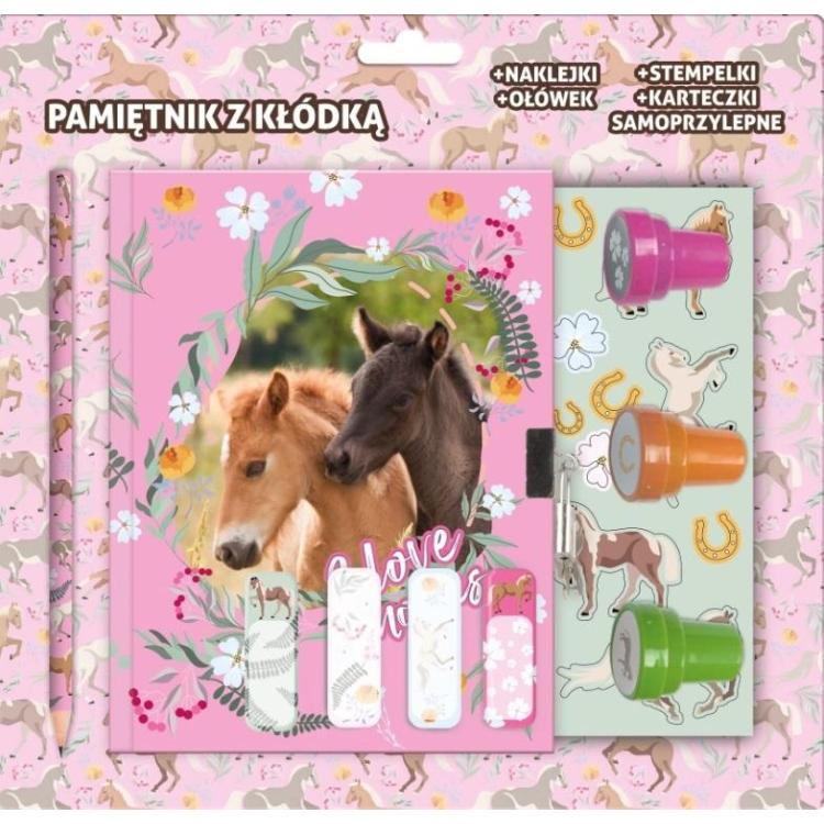 Pamiętnik z kłódką Konie 24 DERFORM