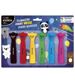 Flamastry Jumbo Misie 6 kolorów KIDEA