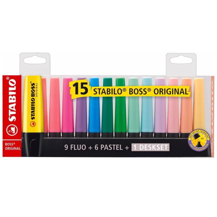 Zakreślacz Boss zestaw 15 kolorów STABILO