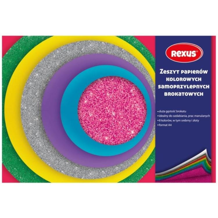 Papier kolorowy samoprzylepny A4/8K brokat (10szt)