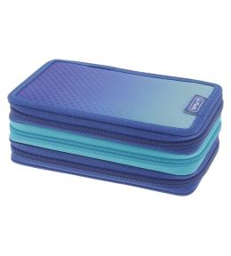 Piórnik 31 części potrójny niebieski/turkus