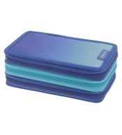 Piórnik 31 części potrójny niebieski/turkus