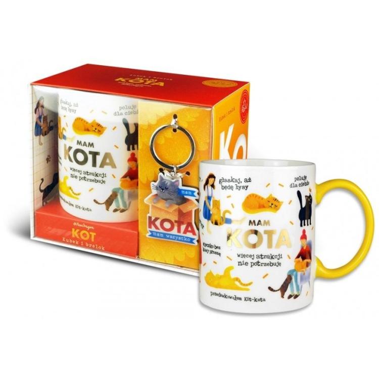 Zestaw kubek + brelok Kot