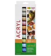 Farba akrylowa 12 ml 10 kol metaliczne HAPPY COLOR