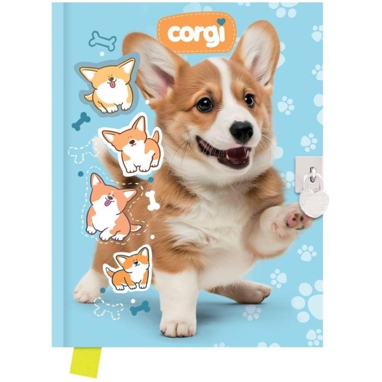 Pamiętnik z kłódką 80 kartek Corgi