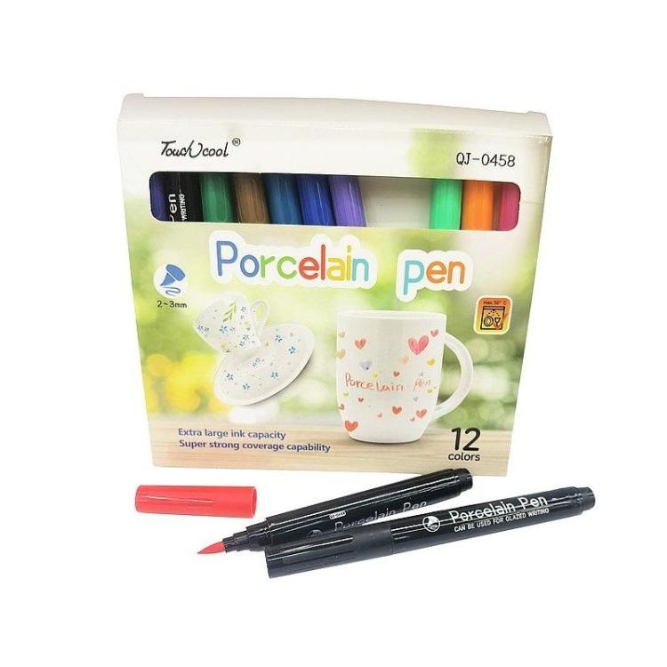 Flamastry do malowania po porcelanie 12 kolorów