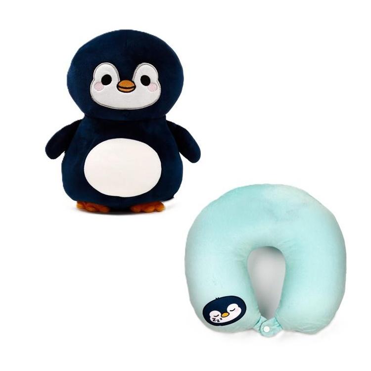 Poduszka podróżna i pluszowa zabawka 2w1 Pingwin