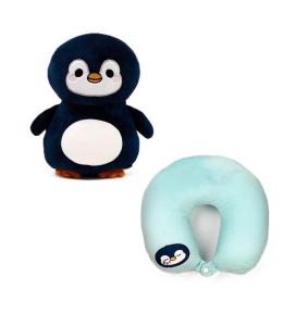 Poduszka podróżna i pluszowa zabawka 2w1 Pingwin