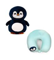 Poduszka podróżna i pluszowa zabawka 2w1 Pingwin