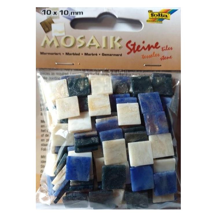 Mozaika kamyczki marmurkowe 10x10mm niebieska