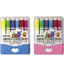Flamastry z pieczątkami 12 kolorów mix
