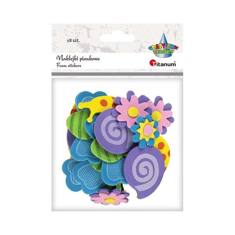 Naklejki piankowe 3D kwiaty, motyle, ślimaki 18szt