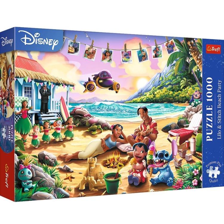 Puzzle 1000 Lilo&Stitch Impreza na plaży TREFL