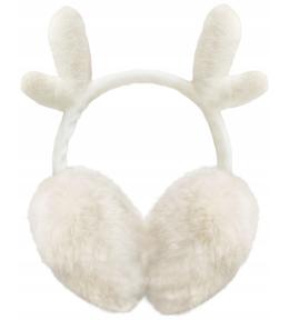 Nauszniki futrzane białe z rogami INCOOD – ciepłe na zimę