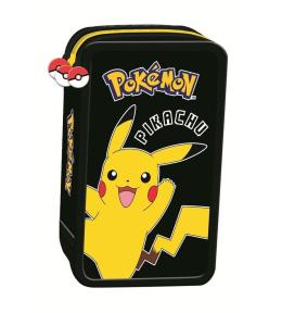 Piórnik potrójny z wyposażeniem Pokemon