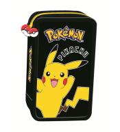 Piórnik potrójny z wyposażeniem Pokemon