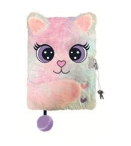 Pamiętnik z kłódką A5/96K 3D włochacz Charming Cat