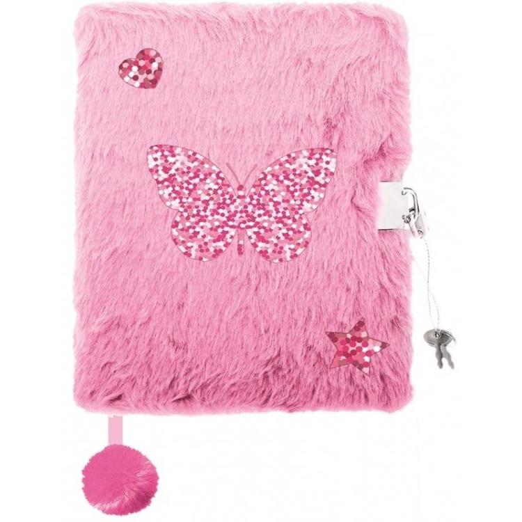 Pamiętnik A5/96K z kłódką 3D Shiny butterfly