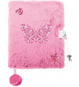 Pamiętnik A5/96K z kłódką 3D Shiny butterfly