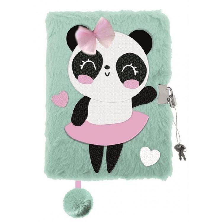 Pamiętnik A5/96K z kłódką 3D Panda ballerina