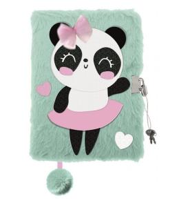 Pamiętnik A5/96K z kłódką 3D Panda ballerina